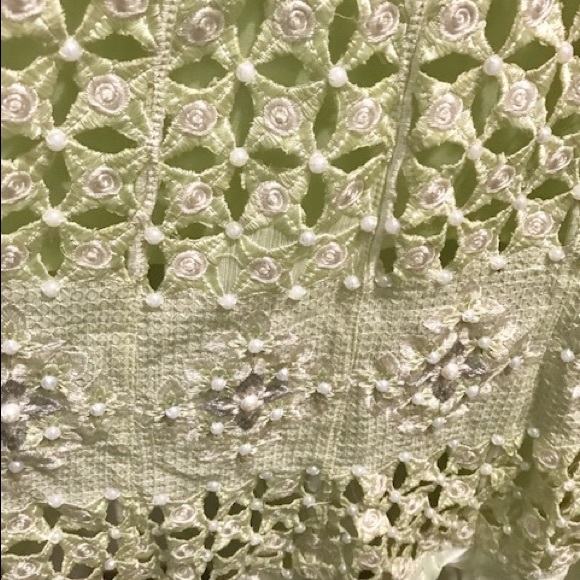 Light green georgette with cream work - Picture 2 of 2